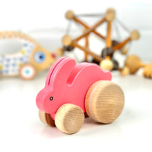 Load image into Gallery viewer, Wooden Push Bunny Rabbit: Pink